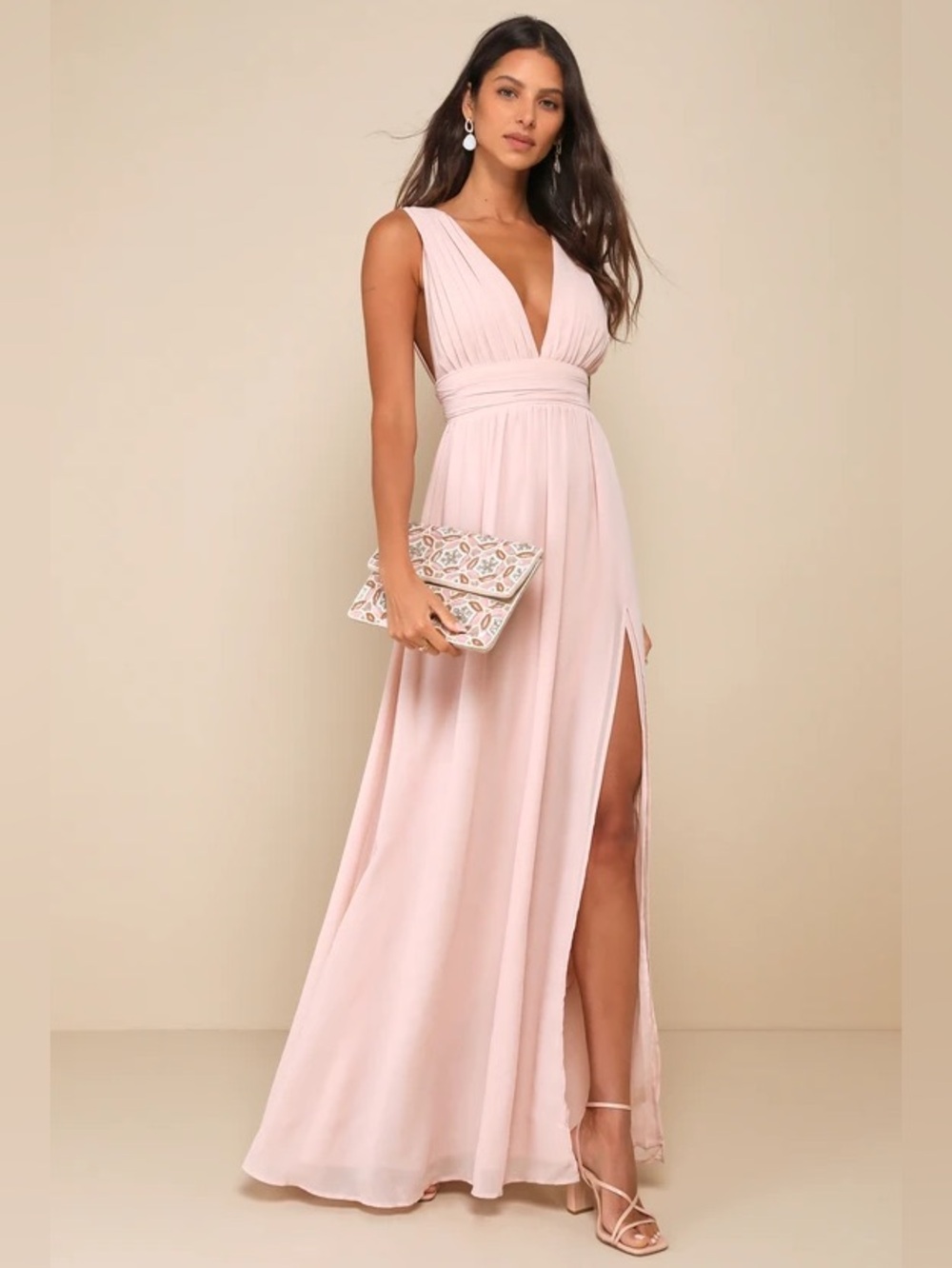 Lulus Heavenly Hues Blush Maxi Dress Size S